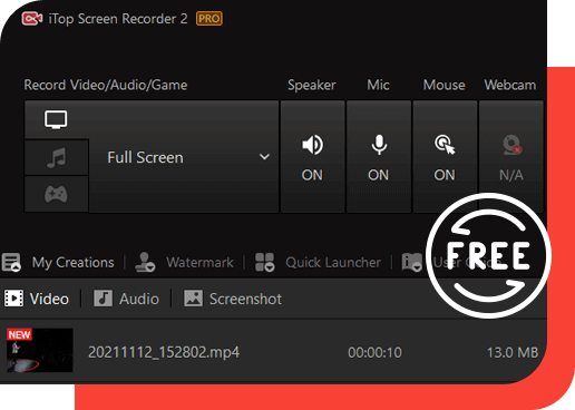free iTop Screen Recorder Pro 4.1.0.879